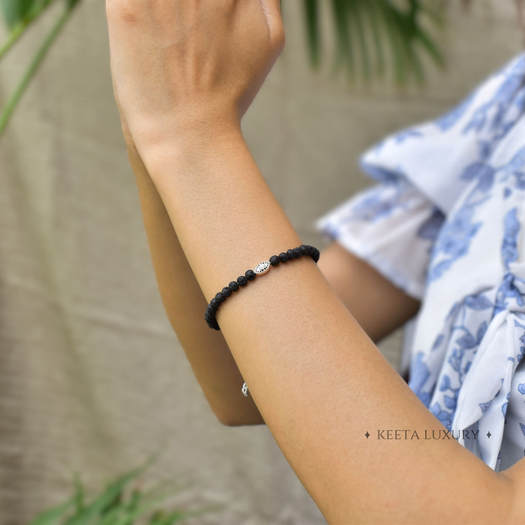 Warding Watch - Black Lava beaded Bracelets -