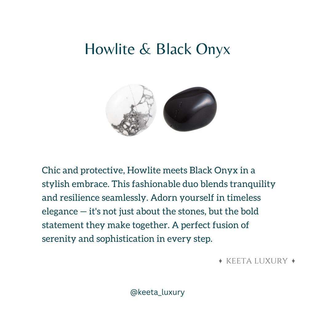 White Admire - Howlite and Black onyx Bracelets -