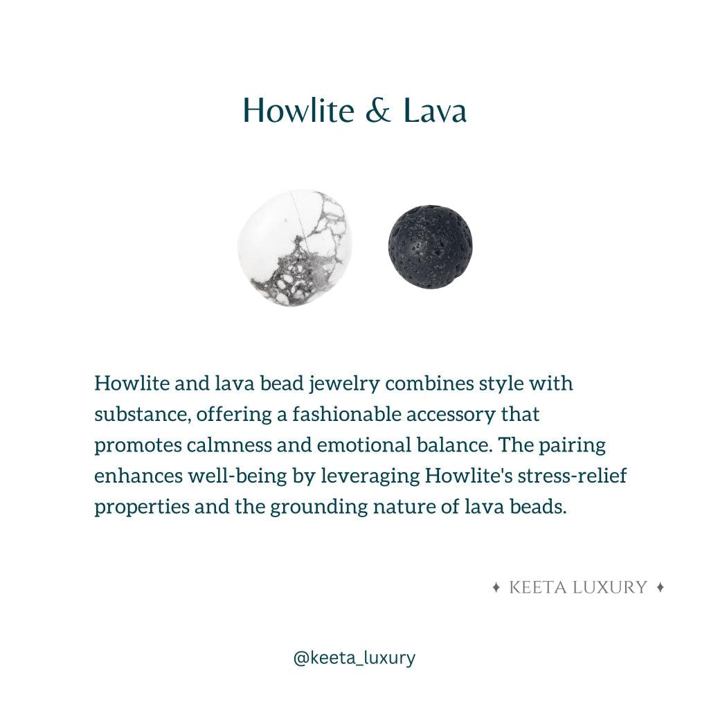 White Energy - Howlite & Lava Bead Bracelet -