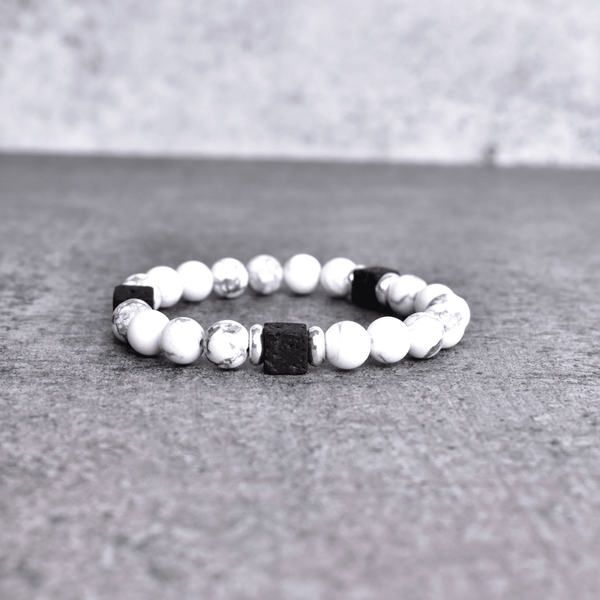 White Energy - Howlite & Lava Bead Bracelet Bracelets