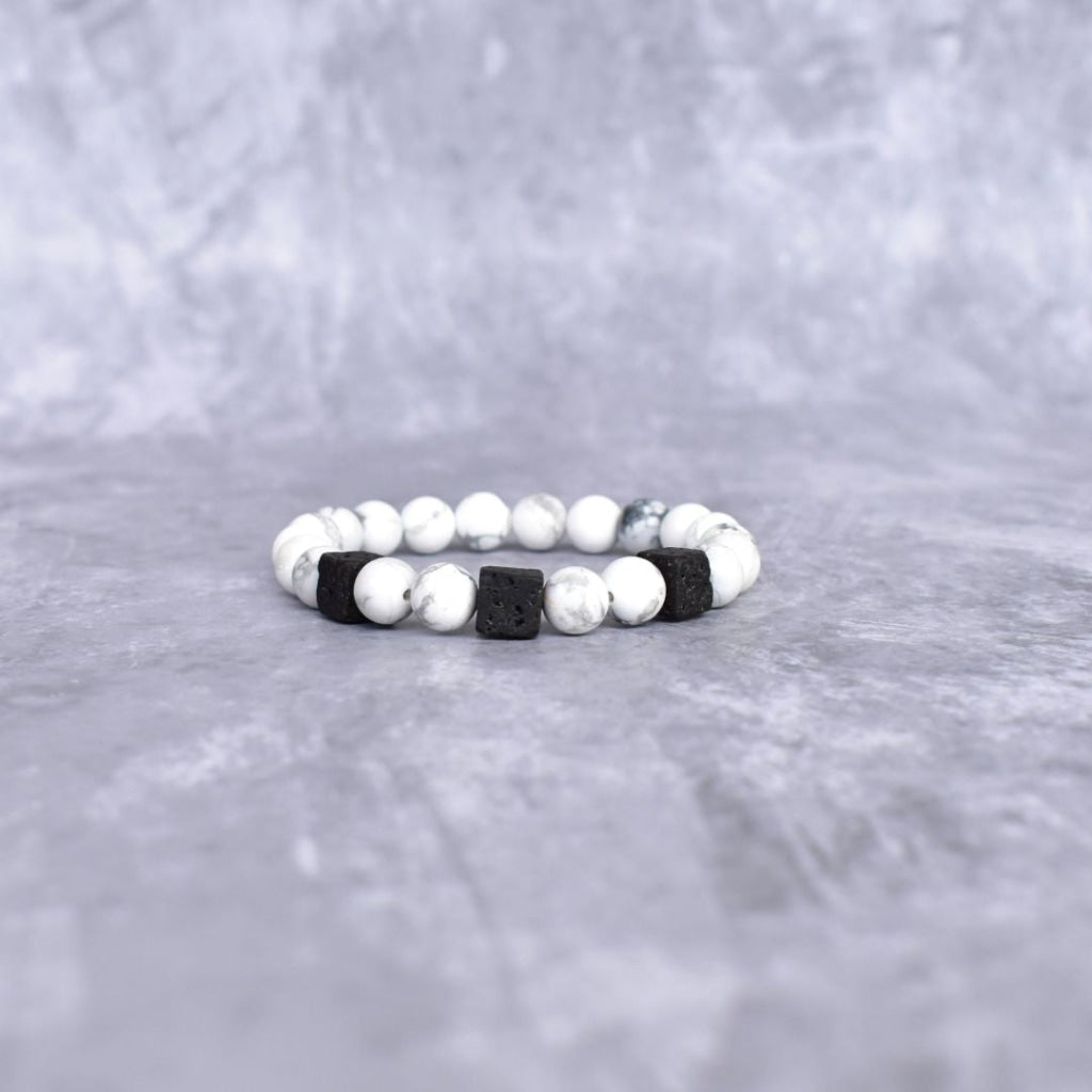 White Majesty - Howlite And Black Lava Bracelets Bracelets