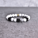 White Majesty - Howlite And Black Lava Bracelets Bracelets