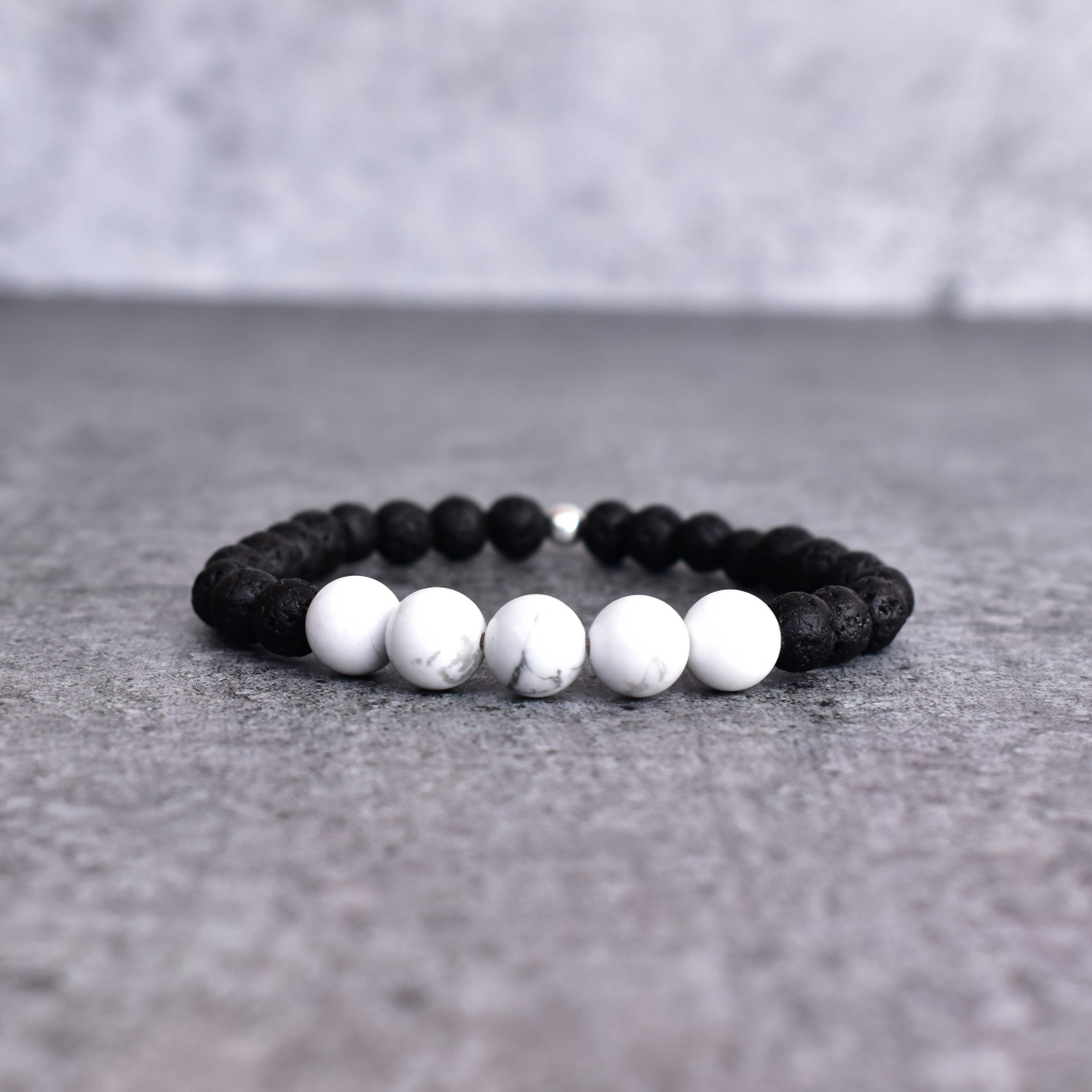 White Regency - Lava And Howlite Bracelets -