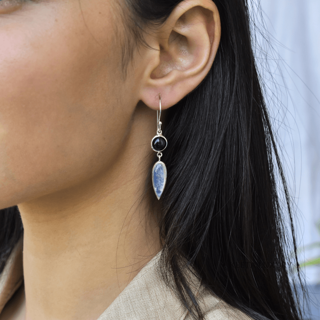 Yin & Yan - Moonstone And Onyx Earrings -