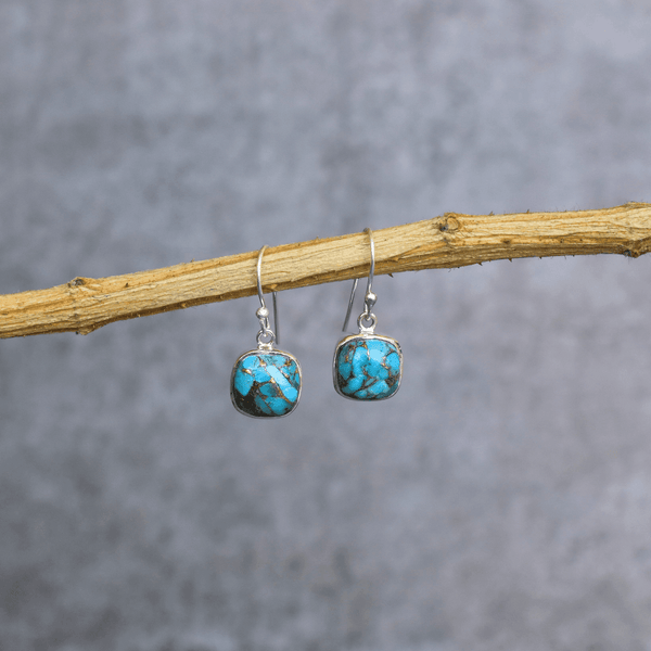 Cushion Conquer - Turquoise Dangle Earrings