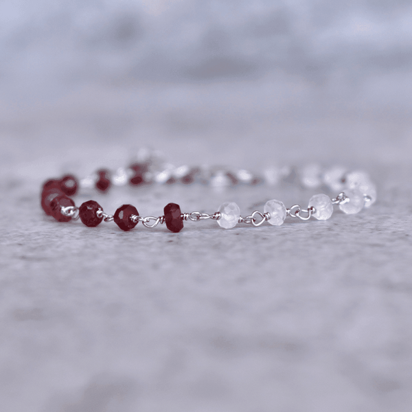 Divine Emotions - Rose Quartz & Garnet Bracelets Silver Bracelets