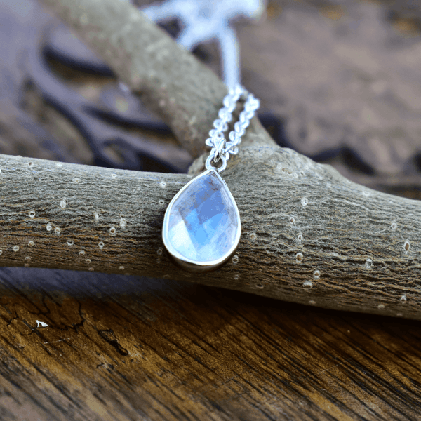 Moon Drop Faceted Gemstone Necklace Necklace