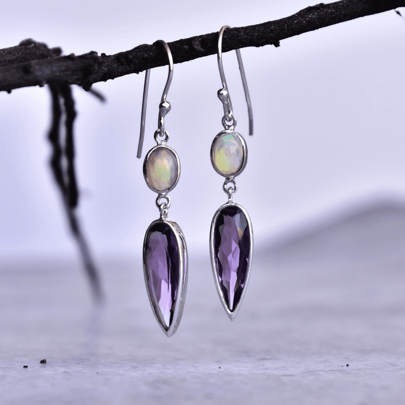 Luxury - Amethyst & Opal Earrings