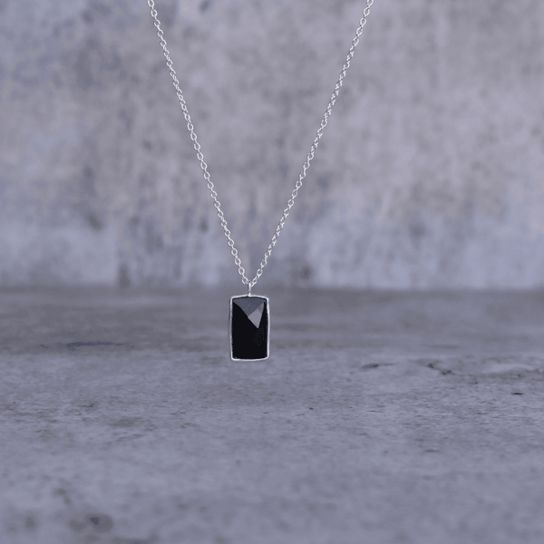 Rectangular Strength - Black Onyx Necklace 16 Inches Necklace