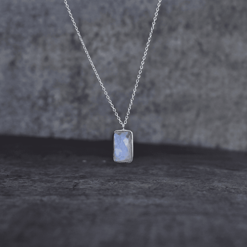 Rectangular Strength - Moonstone Necklace 16 Inches Necklaces