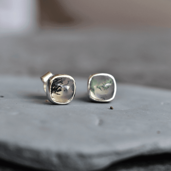 Moss Agate Studs Earrings