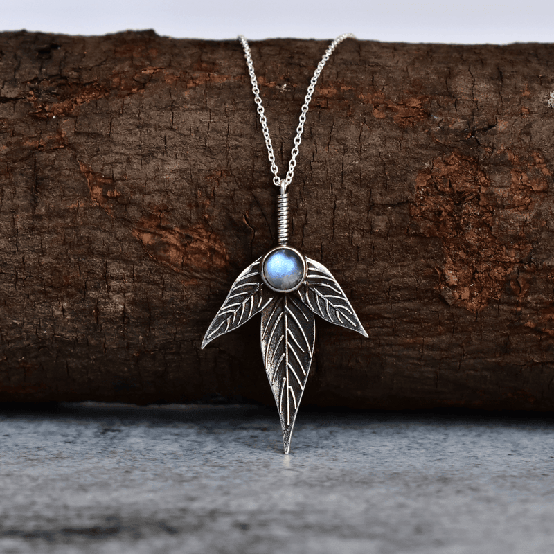 Trio Leaf - Moonstone Necklace 16 Inches Necklace